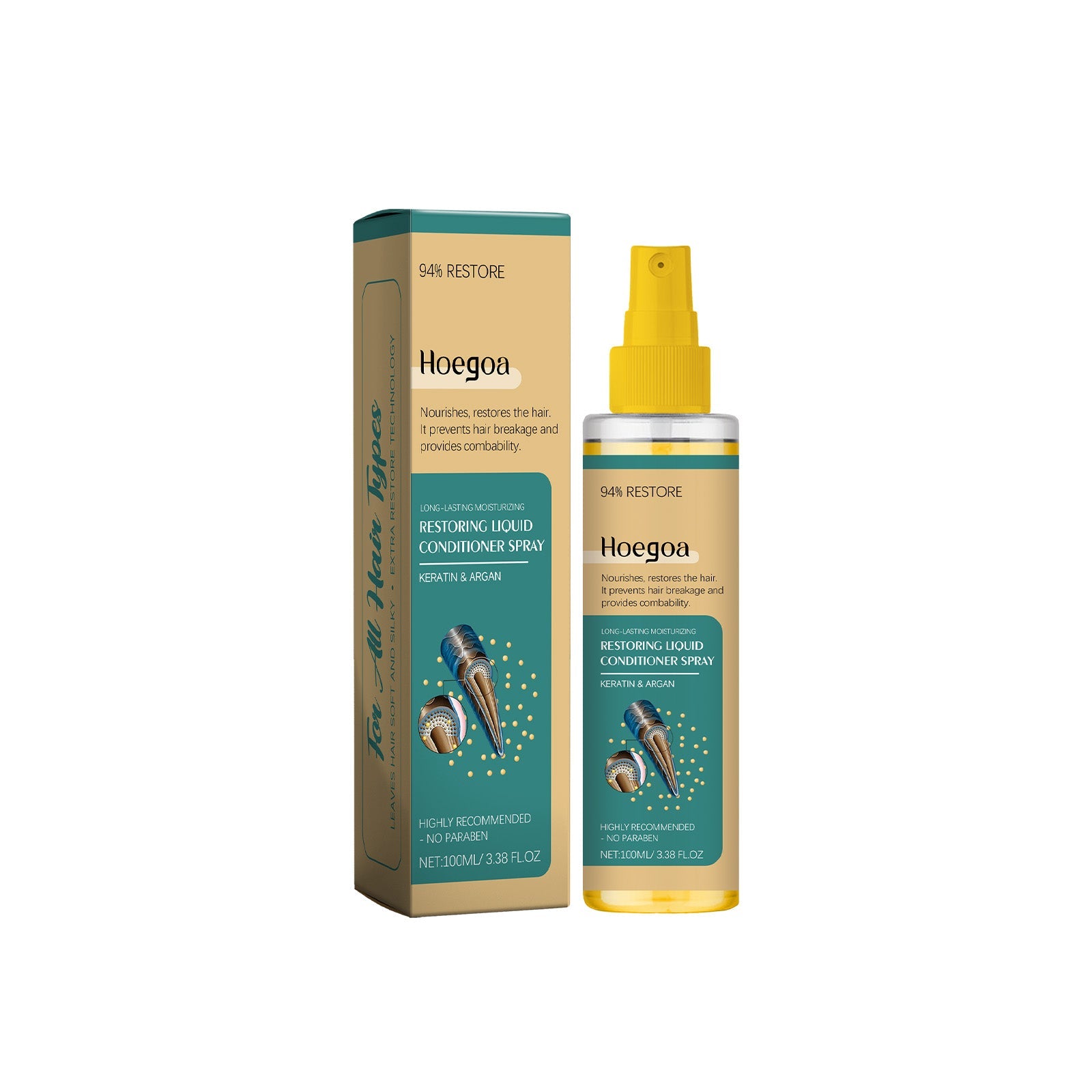 Argan Leave-In Hair Treatment Spray Moisturizes Split Hairs And Moisturizes Glossy Hair