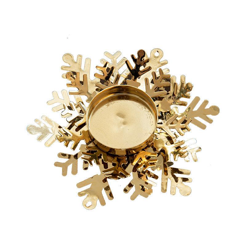 Christmas Golden Iron Candlestick Desktop Decoration Christmas Day Snowflake Decorations Table Arrangement