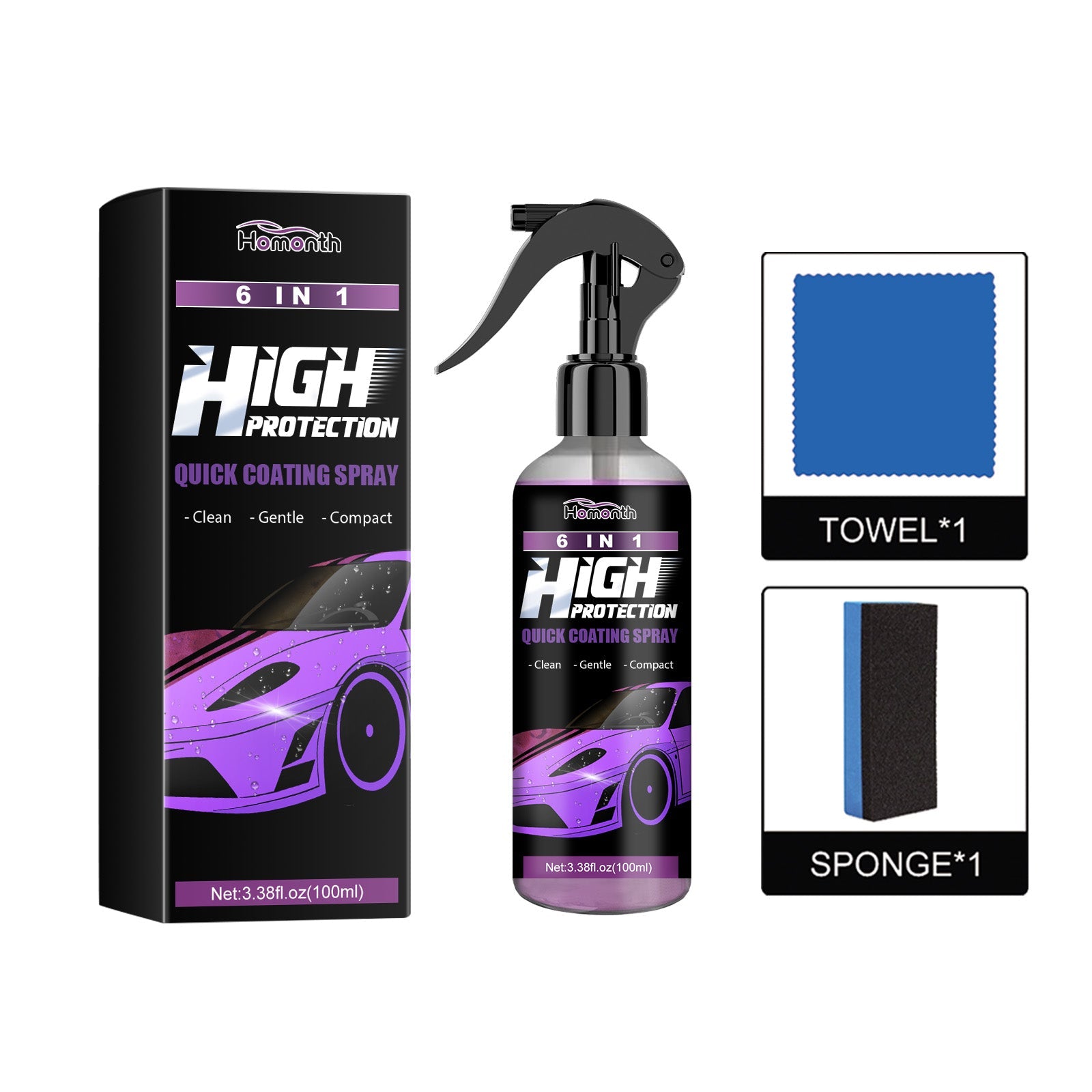 Automobile Protection Spray 6 In 1, Car Paint Plating Crystal Seal Glaze Dust Resistant Anti-Dirt Polishing Retrofitting Coating Agent
