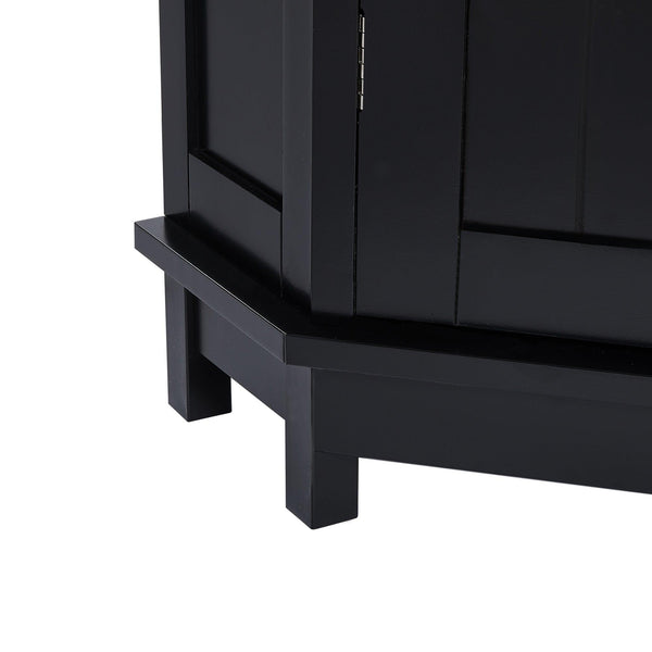 Black Bathroom Cabinet Triangle Corner Storage Cabinet with Adjustable Shelf Modern Style MDF Board