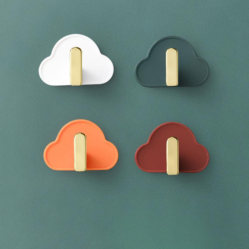 Light Luxury Paste Cloud Sticky Hook Strong Viscose Punch-Free Hook Wall Hanging Traceless Hook Key Hook 4pcs