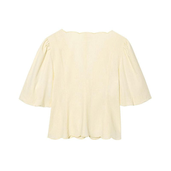Elegant Solid Color Bubble Sleeve Blouse and Long Pants  Style Fashion Casual Loose Fit