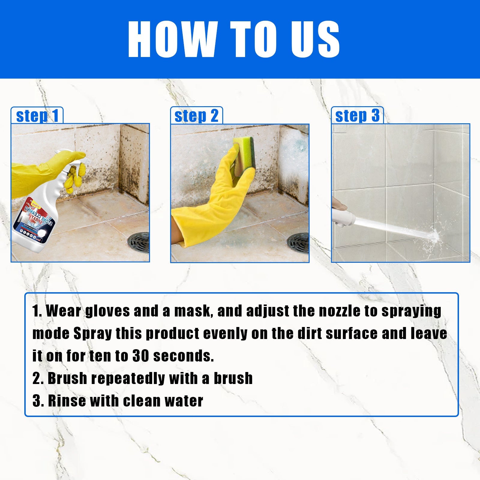 Stone Cleaning Spray, Domestic Kitchen Marble Tile Decontamination Repair Scratch Cleaner