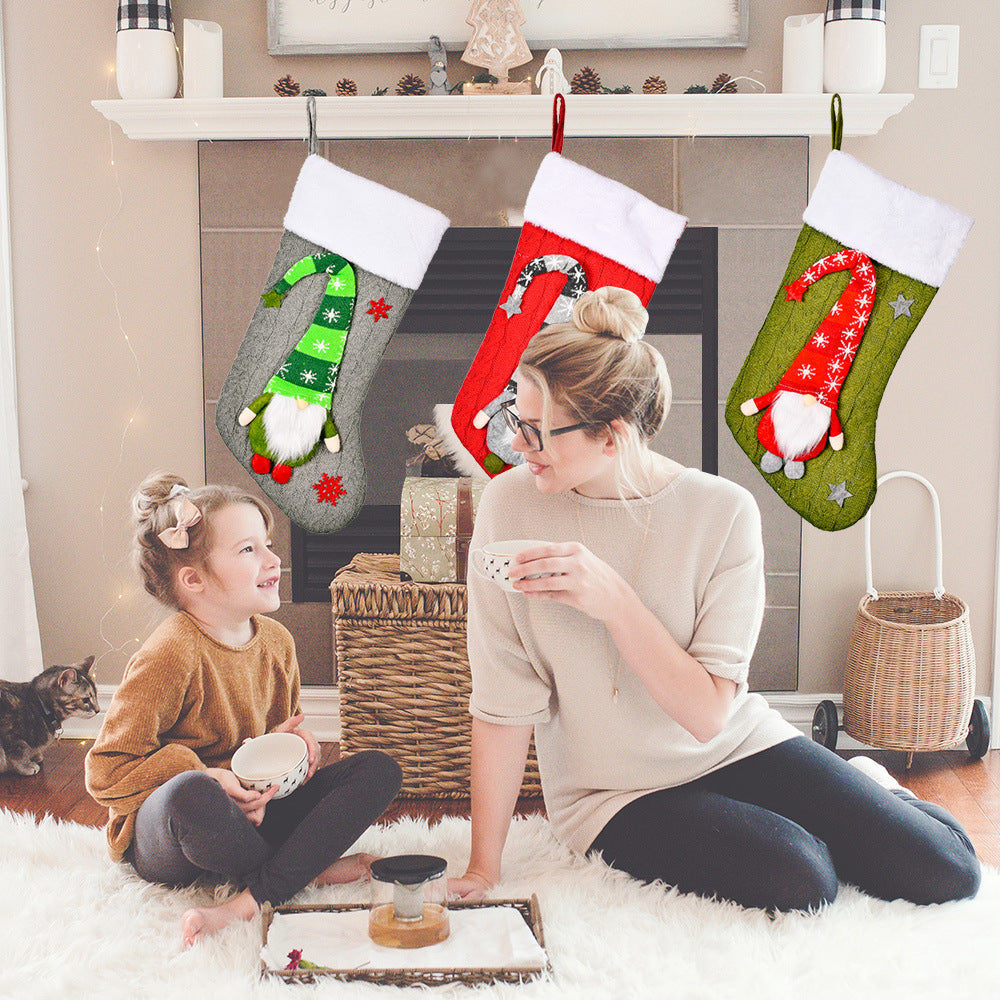 Christmas Decoration Knitted Rudolf Christmas Socks Christmas Children's Day Gifts Home Shopping Mall Decoration
