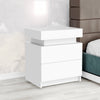 Modern white Nightstand With 2 Storage Drawers,Led Lights, End Table For Bedroom Furniture