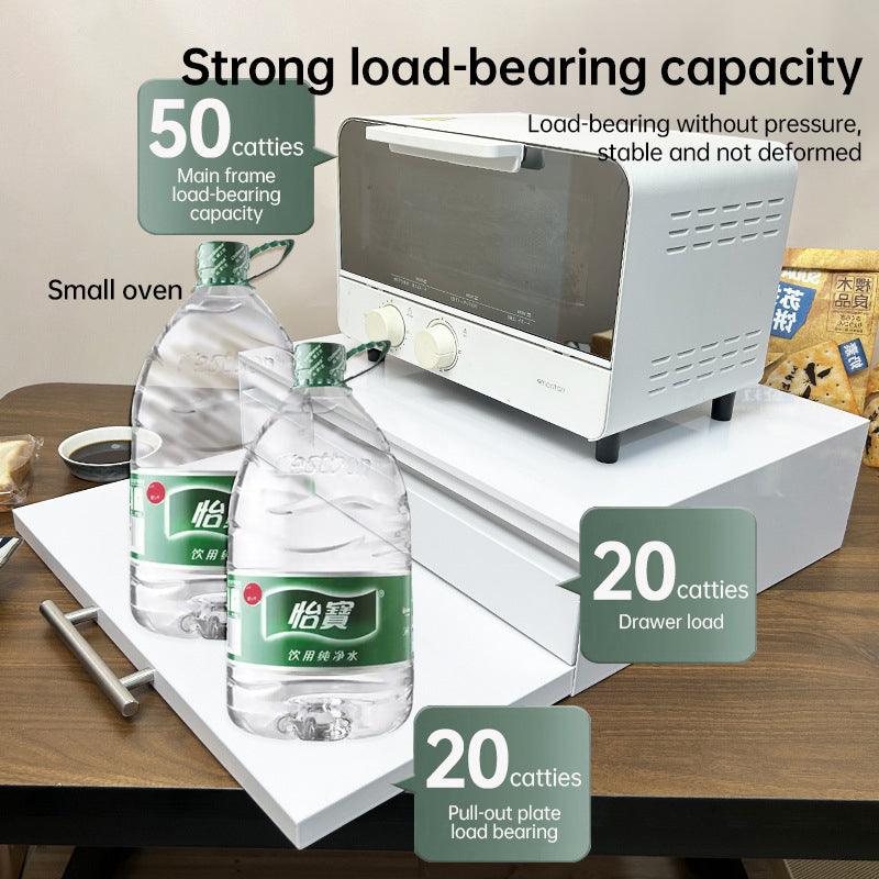 New microwave stand with pull-out drawer, coffee station, kitchen organizer - space-saving.
