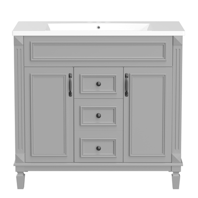 36'' Bathroom Vanity with Top Sink, Modern Bathroom Storage Cabinet with 2 Soft Closing Doors and 2 Drawers, Single Sink Bathroo