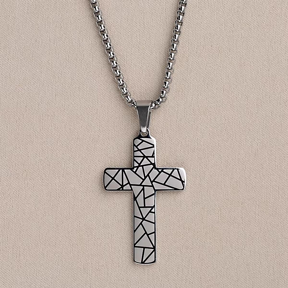 Geometric Cross Necklace