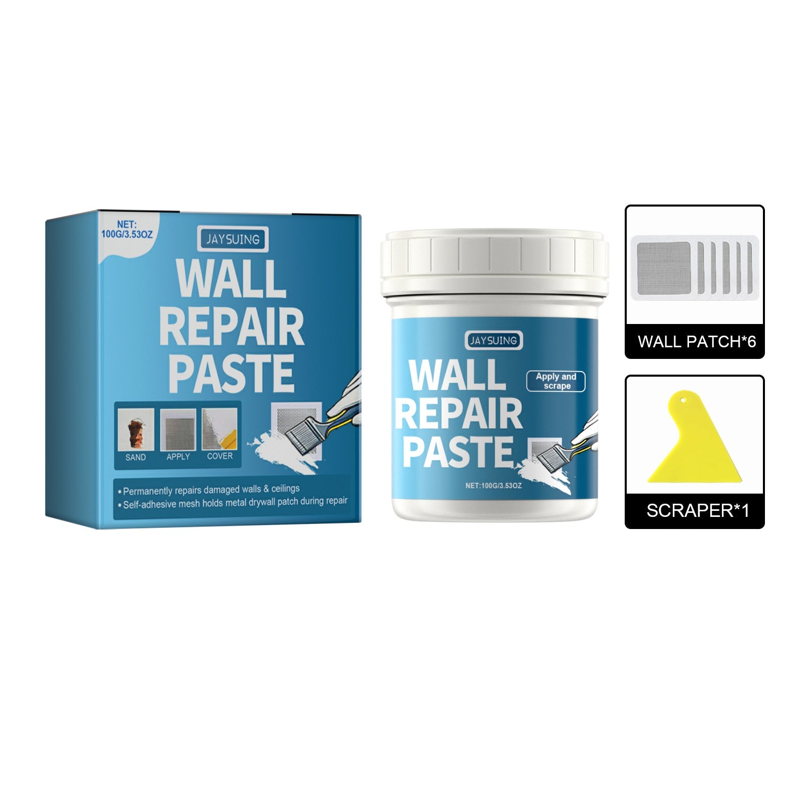 Wall Leak Fill Repair Plaster Set Home Wall Repair Cover Stain Reconditioning Paint