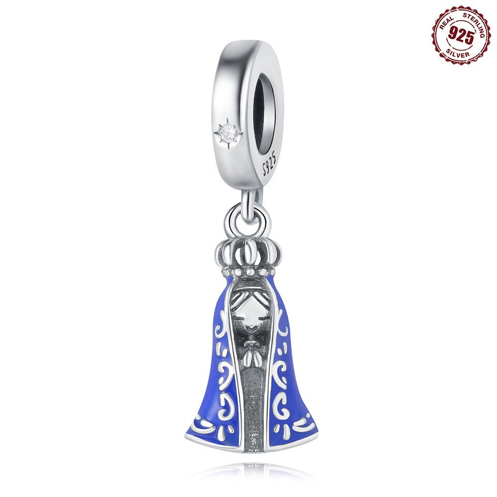 S925 sterling silver pendant beads, religious symbol, Virgin Mary pendant suitable for Pan family bead bracelet