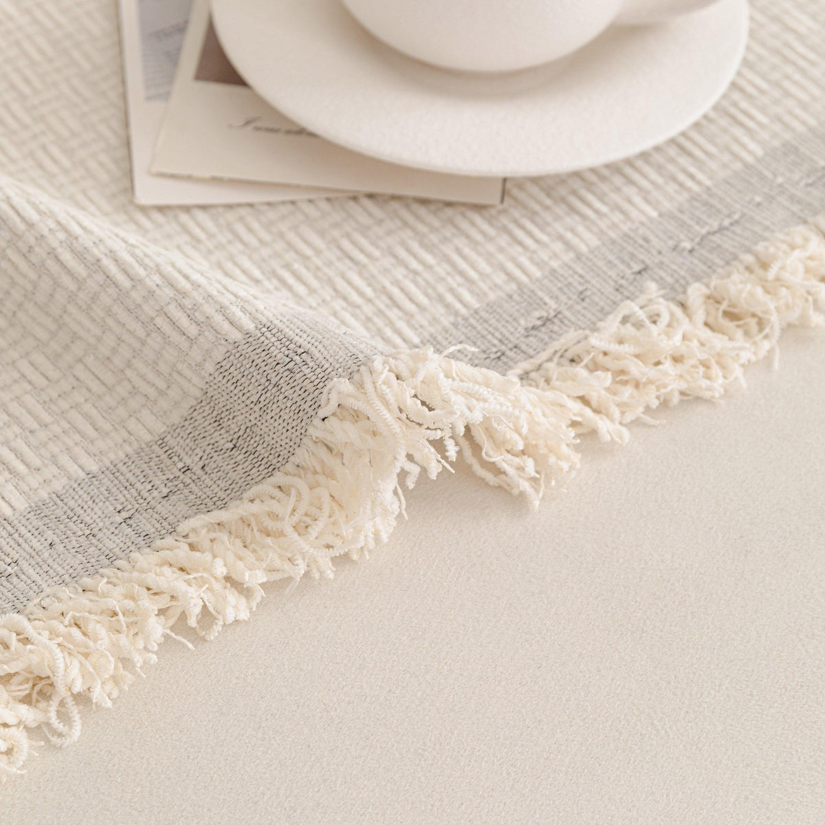 Textured Woven Modern Sofa Cover, Natural Blend Decorative Couch Throw Blanket