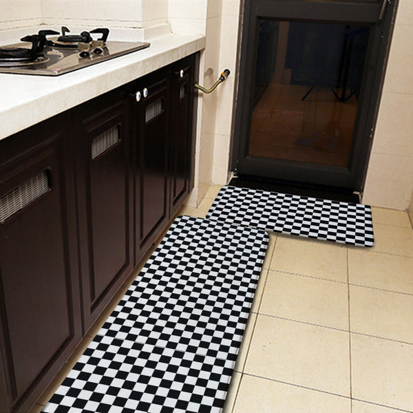 Kitchen floor mat black and white checkered