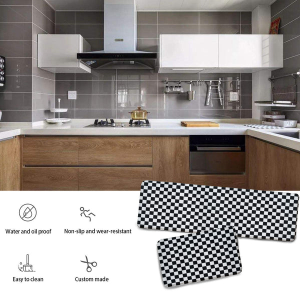 Kitchen floor mat black and white checkered