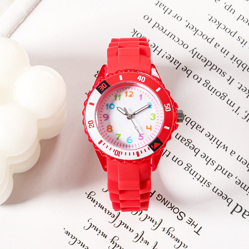 Kids Quartz Watches 50M Waterproof Analog Wristwatches Jelly Clock Students Watch Children PU Band Watch Childrens Analog Wrist Watch With Protective Design Simple Watch For Girls And Boys