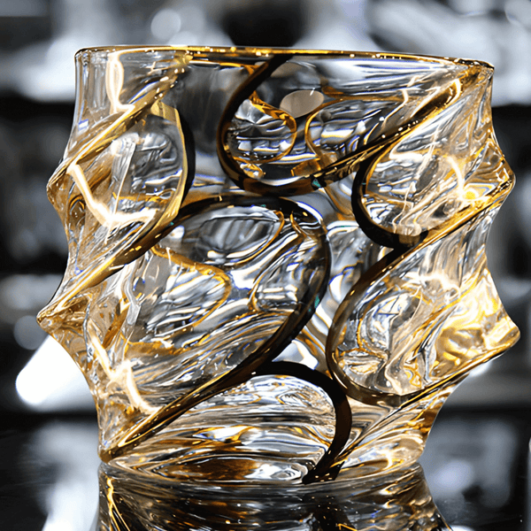 Gold Line Storm Japanese Crystal Whisky Glass TsukiGlass
