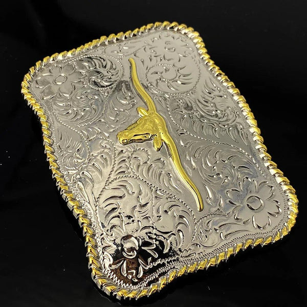 TOPACC Rectangle Two Tone Longhorn Cow Belt Buckle - Gifts for You 'n Me