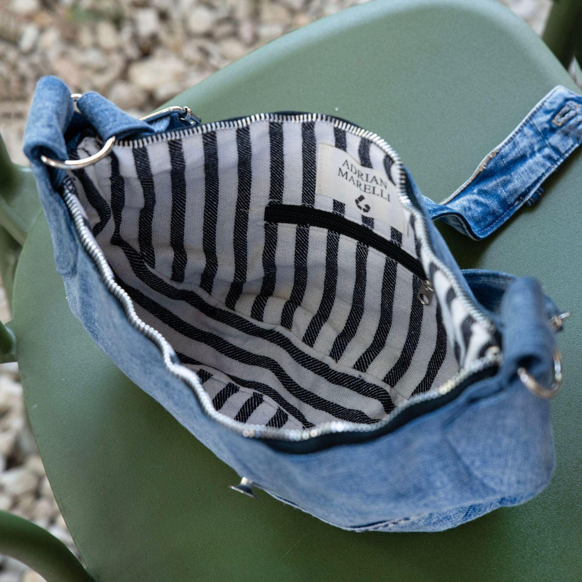 Brooklyn Crescent / Upcycled Denim Crossbody Light Blue