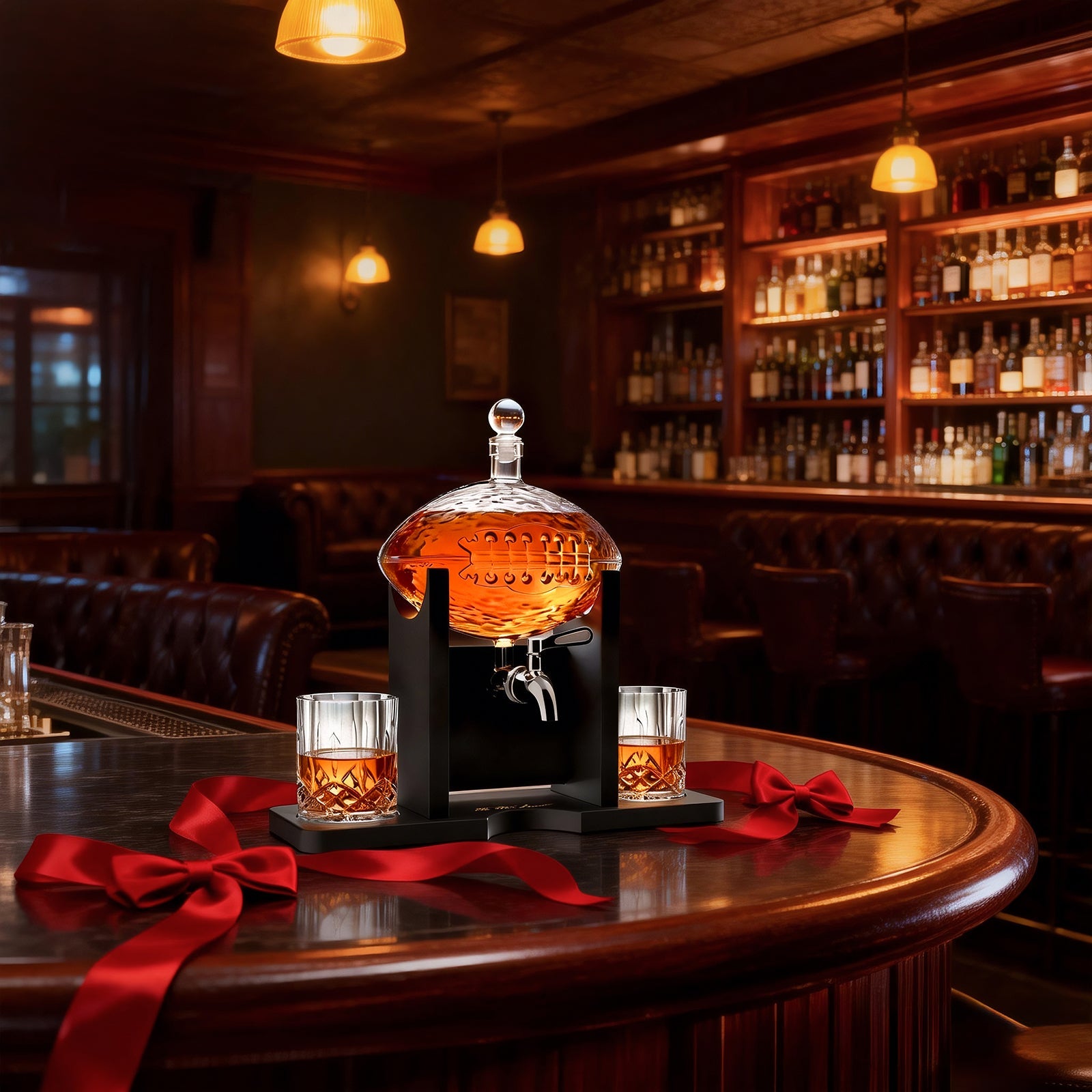 Football Decanter with 2 Whiskey & Wine Glasses & Chillers - For Office, Home or Party - Gift for Husband, Father's day, Men, Sports Lover - Liquor, Scotch & Bourbon 1400ml, NFL, Superbowl, Gifts Decorations