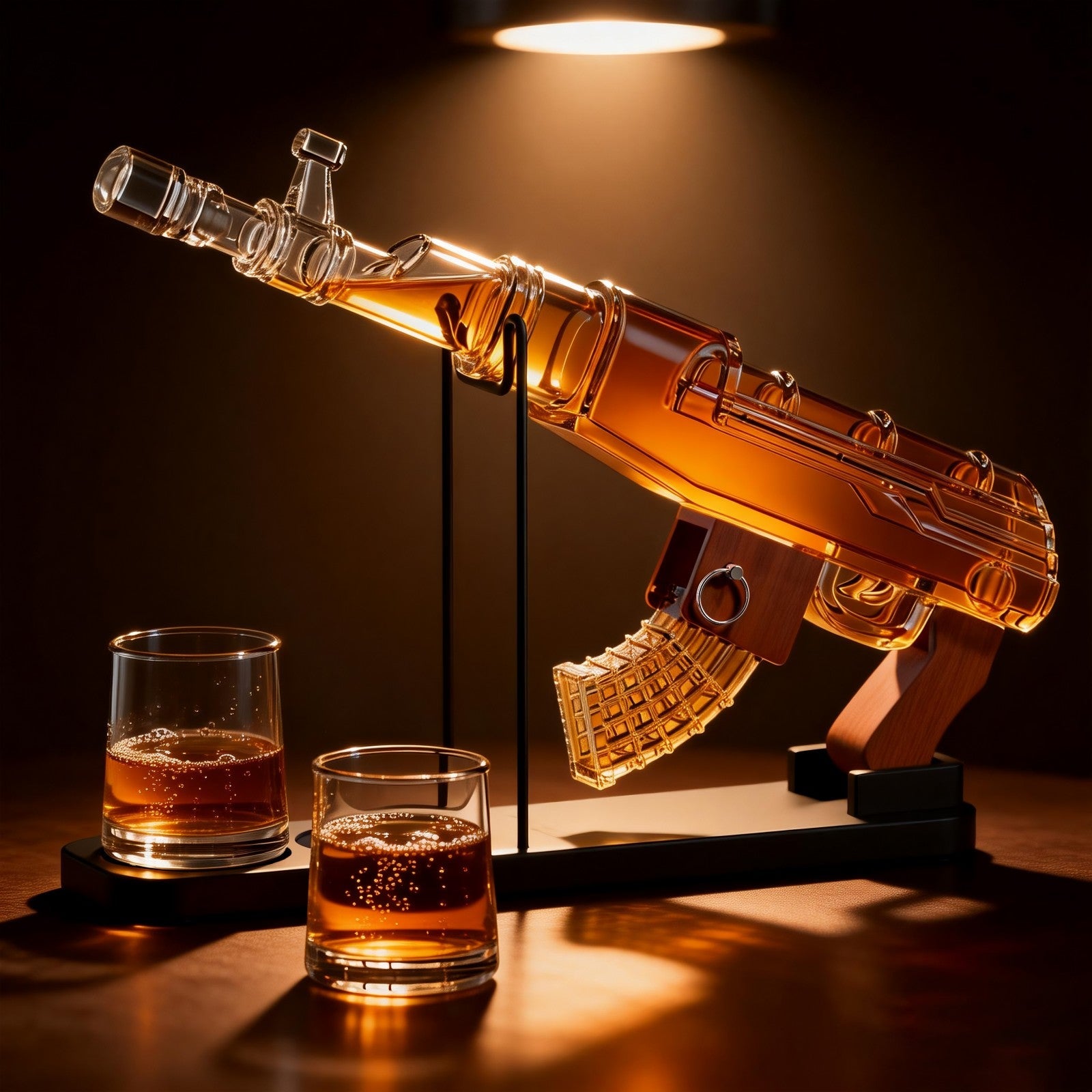 Gifts for Men Dad, Guns Whiskey Decanter Set for Men - Gun Decanter, Detachable Magazine & 2 Bullet Shot Glasses, Liquor Dispenser for Bar, Cool Anniversary Birthday Military Present Ideas
