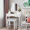 Vanity Dressing Table Set with 10 Dimmable Bulbs and Cushioned Stool-White