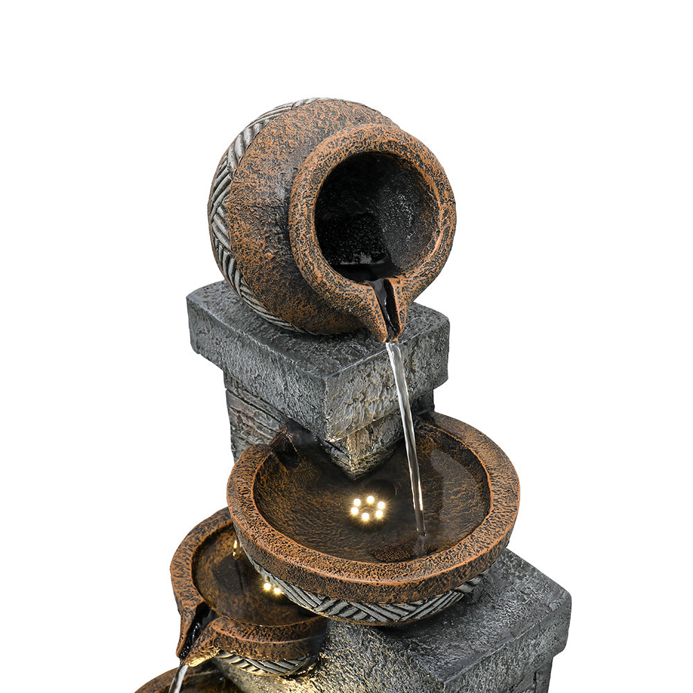 Resin Carved Clay Urn Outdoor Water Fountain 42 Inch