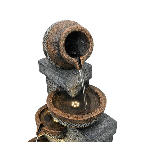 Resin Carved Clay Urn Outdoor Water Fountain 42 Inch