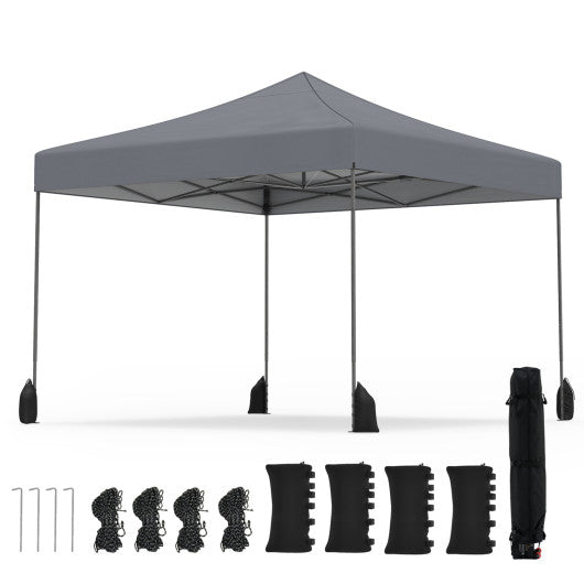 9.5 x 9.5 Feet Pop up Canopy Tent with Adjustable Heights-Gray