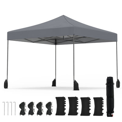 9.5 x 9.5 Feet Pop up Canopy Tent with Adjustable Heights-Gray