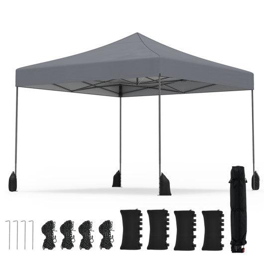 9.5 x 9.5 Feet Pop up Canopy Tent with Adjustable Heights-Gray