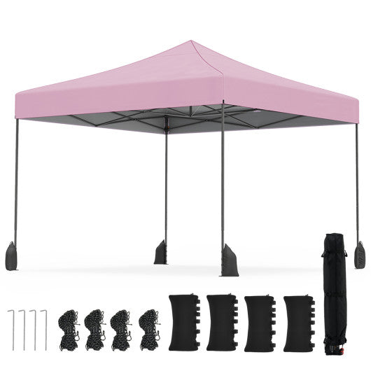 9.5 x 9.5 Feet Pop up Canopy Tent with Adjustable Heights-Pink