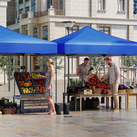 9.5 x 9.5 Feet Pop up Canopy Tent with Adjustable Heights-Blue