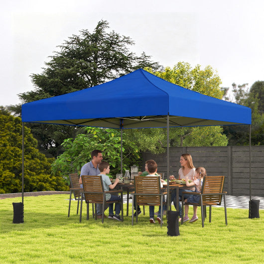 9.5 x 9.5 Feet Pop up Canopy Tent with Adjustable Heights-Blue