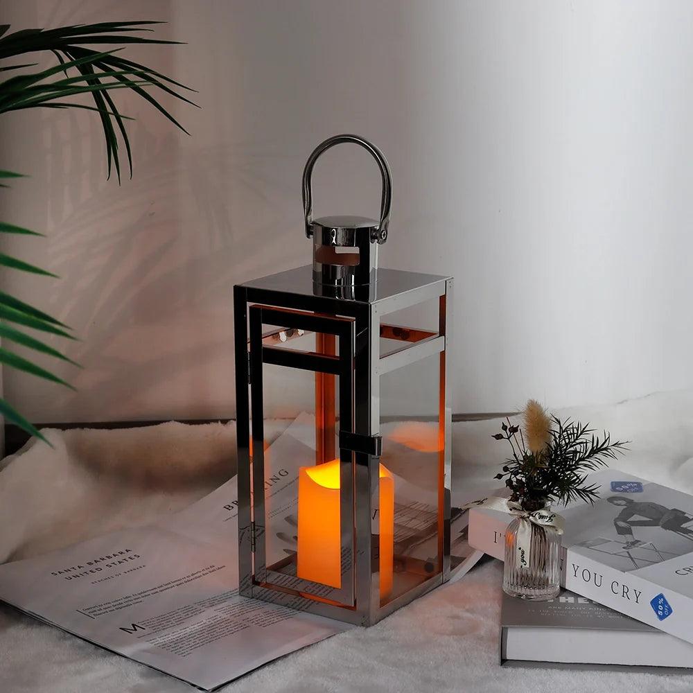 12'' High Metal Decorative Candle Lantern (Silver)