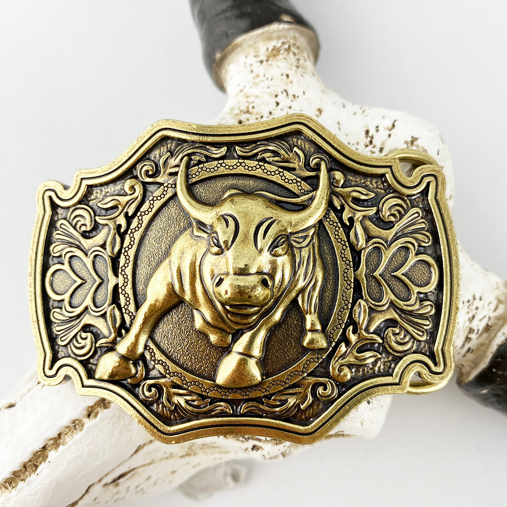 TOPACC Western Turquoise Belts - Bullfight Belt Buckle Copper/Bronze