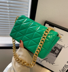 New Adorable Women's Handbag Green Small Flap Shoulder Bag In Thick Metal Chain Women's Clutch Bags Luxury  Ladies Shoulder Purse