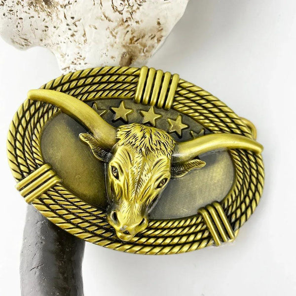 TOPACC Western Cute Longhorn Belt Buckle Copper/Bronze - Gifts for You 'n Me