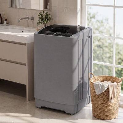 9.93 lbs Full Automatic Washing Machine with 8 Preset Programs-Gray