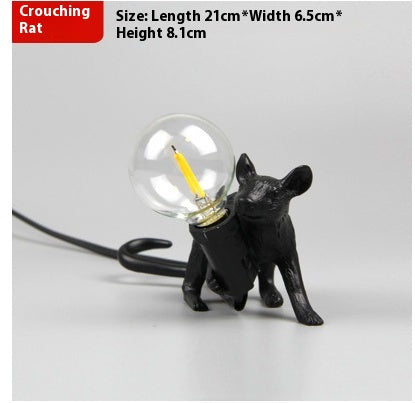 Postmodern Resin Animal Rat Mouse Table Lamp Small Mini Mouse Cute LED Night Lights Home Décor Desk Lights Bedside Lamp Decorative Table Lamp Cute Study Lamps for Bedroom Décor (