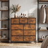 9-Drawer Fabric Dresser with Wooden Top for Bedroom-Rustic Brown