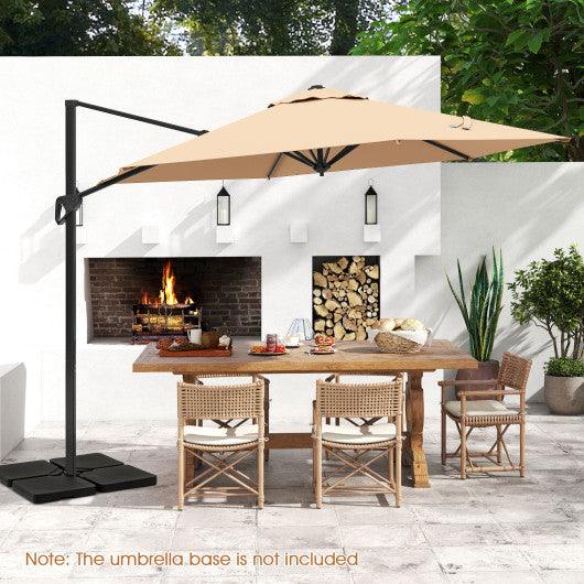 9 FT Cantilever Patio Umbrella with Vented Top and Sun-Protective Canopy-Beige