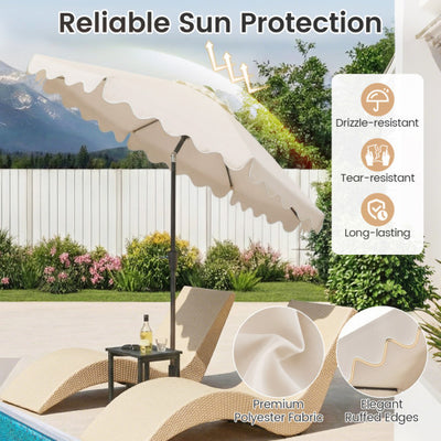 9 FT Outdoor Patio Umbrella with Solar LED Lights and Weighted Base-Beige