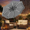 9 FT Outdoor Patio Umbrella with Solar LED Lights and Weighted Base-Gray