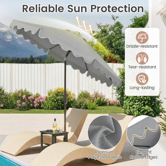 9 FT Outdoor Patio Umbrella with Solar LED Lights and Weighted Base-Gray