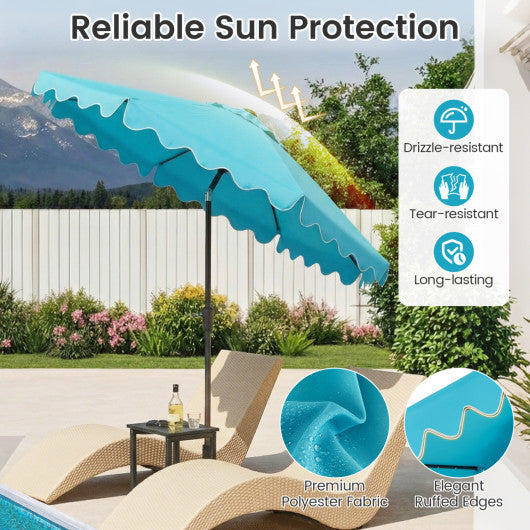 9 FT Outdoor Patio Umbrella with Solar LED Lights and Weighted Base-Turquoise