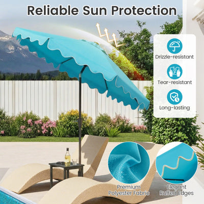 9 FT Outdoor Patio Umbrella with Solar LED Lights and Weighted Base-Turquoise
