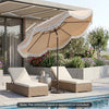 9 FT Outdoor Tassel Umbrella with Push Button Tilt-White - Beige