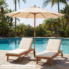 9 FT Patio Umbrella Outdoor Table Market Umbrella with 8 Sturdy Bamboo Ribs-Beige - Beige