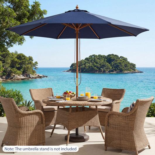 9 FT Patio Umbrella Outdoor Table Market Umbrella with 8 Sturdy Bamboo Ribs-Navy