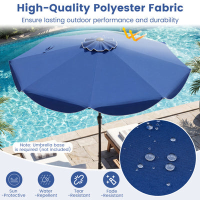 9 FT Patio Umbrella with Crank Handle and Push Button Tilt-Navy