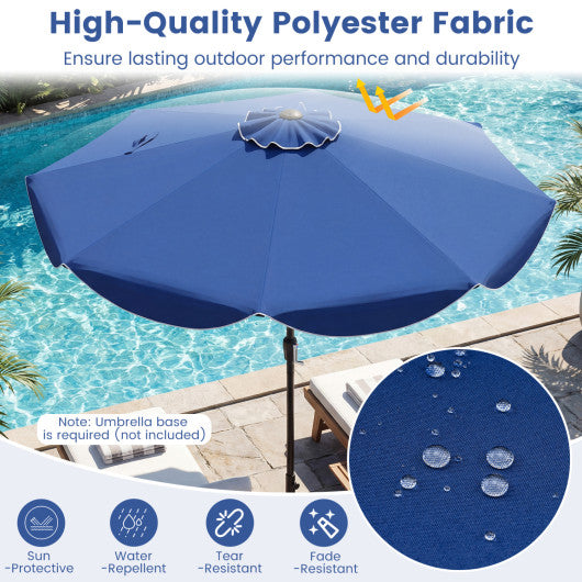 9 FT Patio Umbrella with Crank Handle and Push Button Tilt-Navy